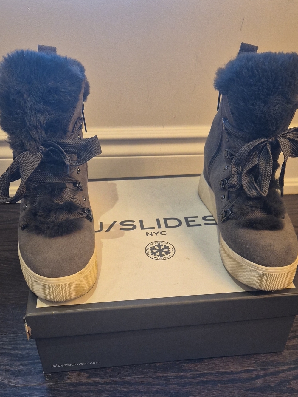 J/Slides NYC Women's "Whitney" Wedge Bootie – Waterproof Size 8